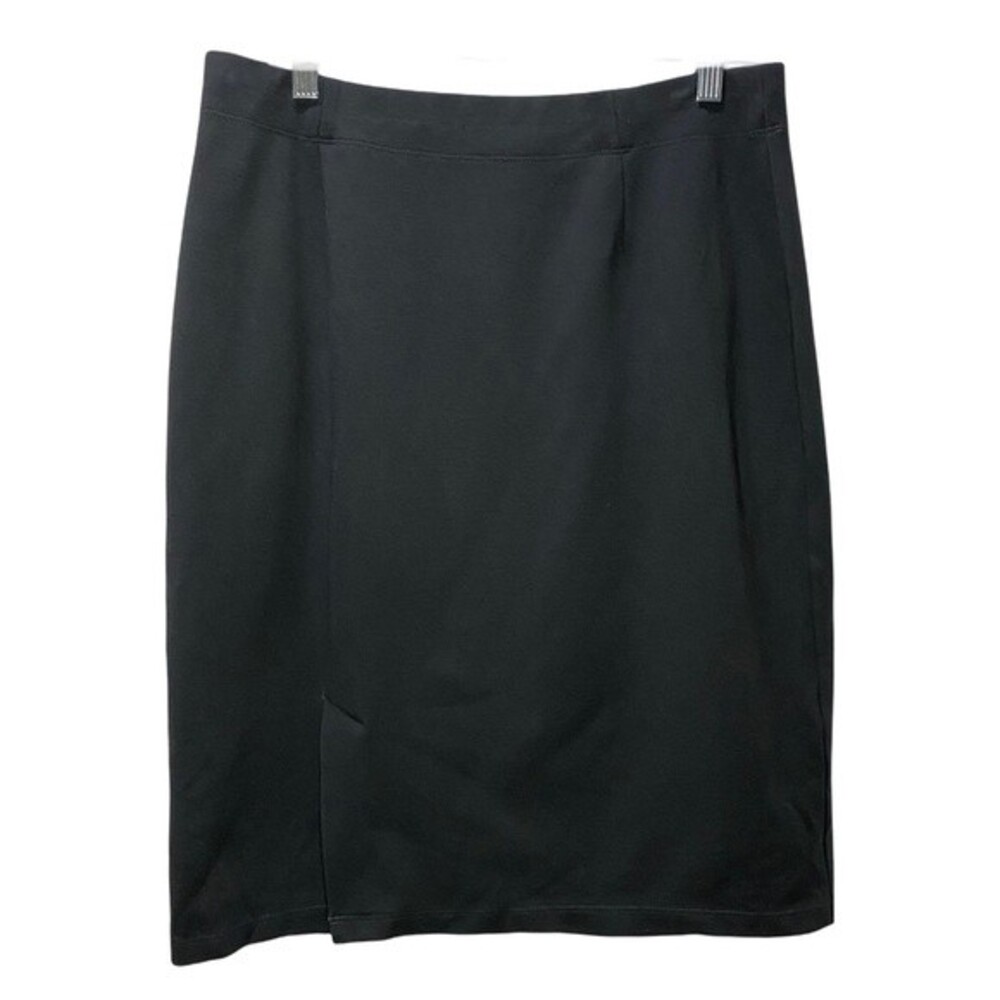 Eileen Fisher Viscose Blend Knit Gray Pencil Skirt Front Slit Elastic Size M